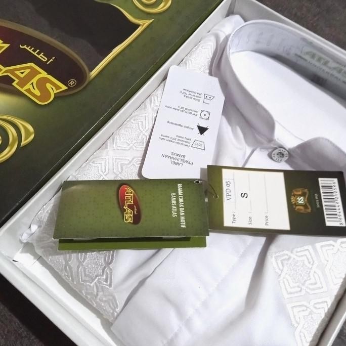 Baju Koko Tangan Pendek Putih Atlas