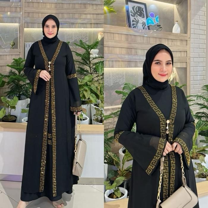 Gamis Abaya Turkey Payet Gold Muslim Wanita Mewah Kondangan Arab Simpel Gamis Lebaran