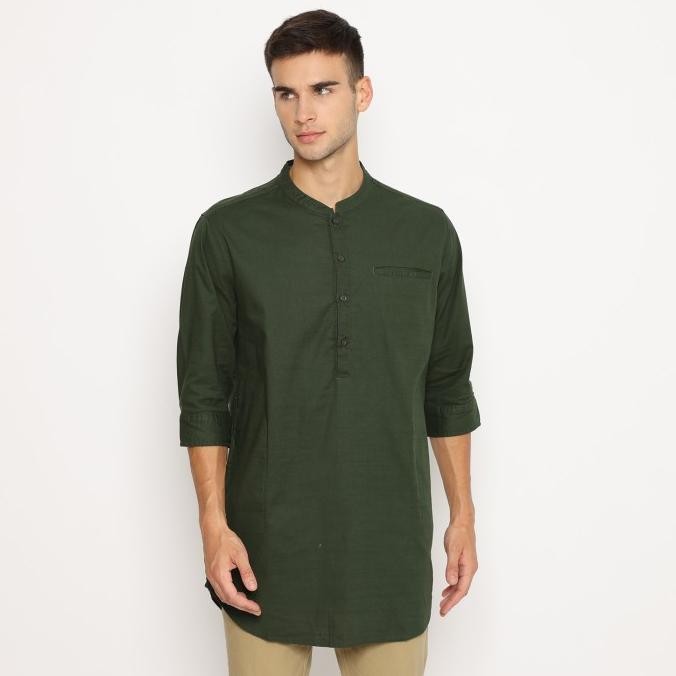 D&F Kemeja Pria Koko 3/4-Olive