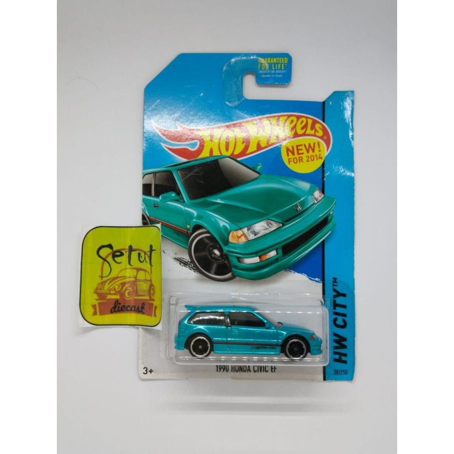 HOT WHEELS HOTWHEELS 1990 HONDA CIVIC EF US CARD HIJAU TOSCA GREEN RARE