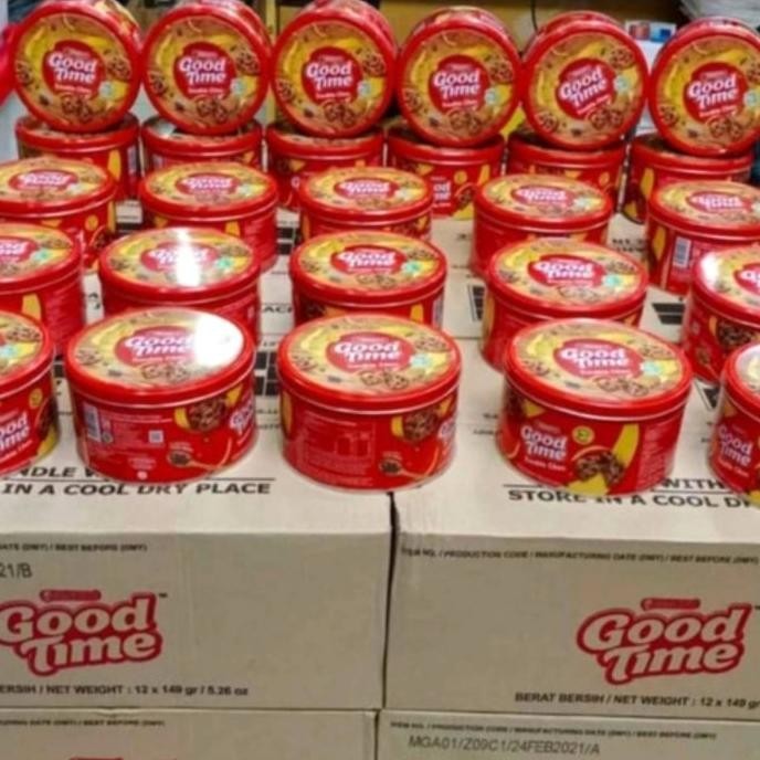 12 Pcs / 1 Karton Good Time Cookies 149 Gr Biskuit Kaleng Kue Lebaran