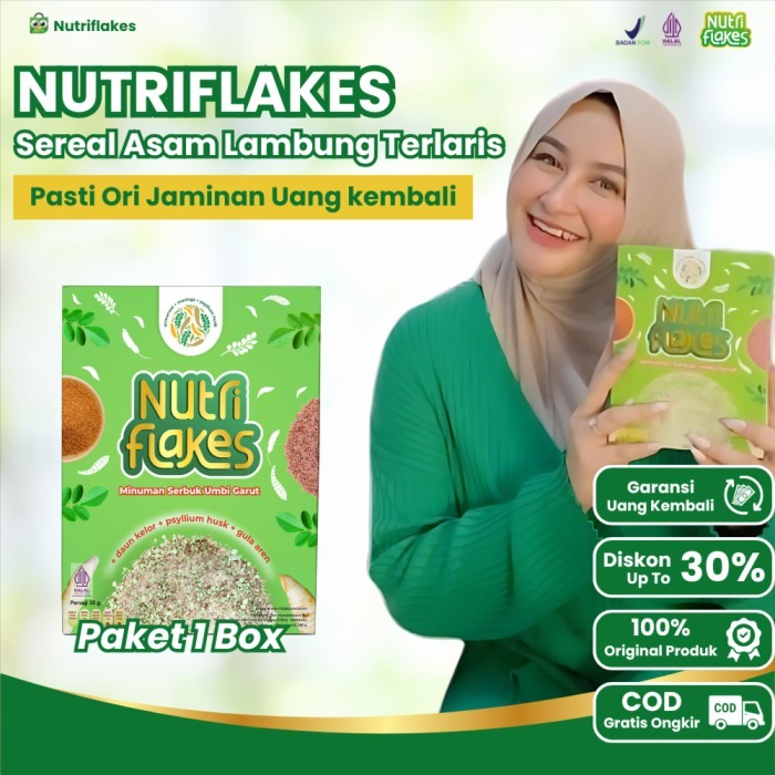 

NUTRIFLAKES Sereal Umbi Garut Solusi Asam Lambung Paket 1 Box