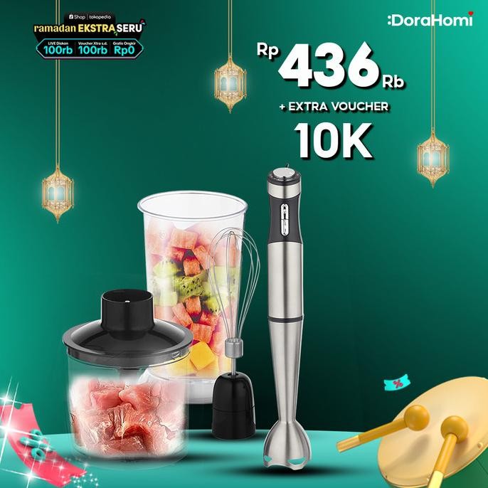 Hand Blender Mixer Set Elektrik Stainless Steel Motor Kuat Low Watt