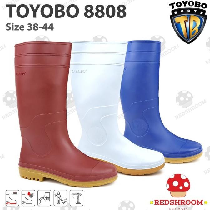 Sepatu Boot Tinggi TOYOBO 8808 Maroon Putih Biru Proyek Lentur Lokal Terlaris