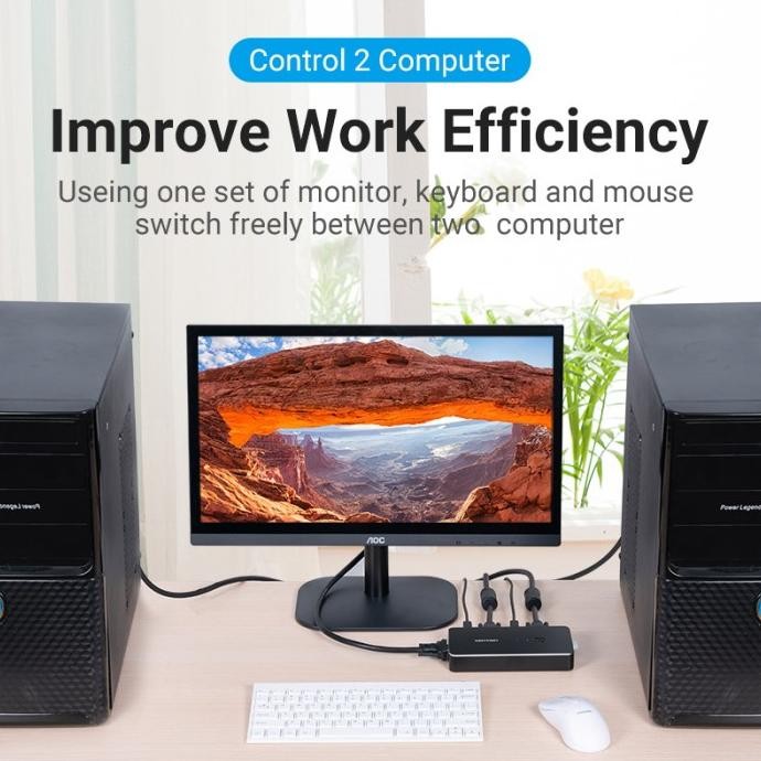 VENTION KVM SWITCH VGA USB PRINTER SHARING KEYBOARD MOUSE PC