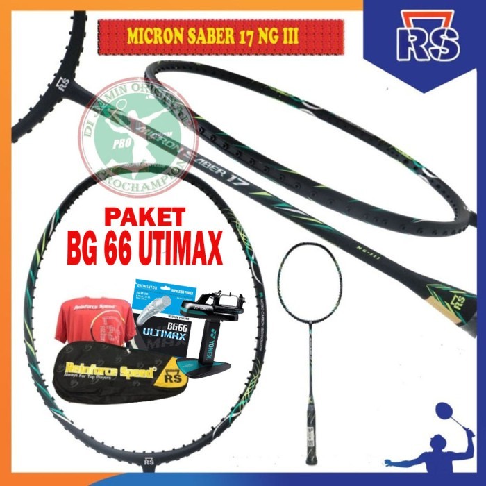 rs micron saber 17 ng iii raket badminton original