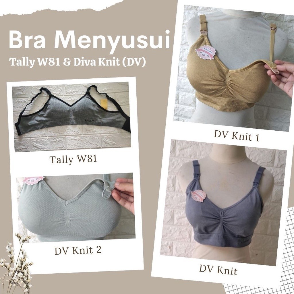 BH Menyusui Tanpa kawat TALLY W80 W81 W83 W86 8821 DV Knit NURSING BRA Busa All size bkt 4 kait