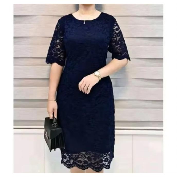 Dress Midi Brukat Natal Pesta Dress Midi Modern 2023