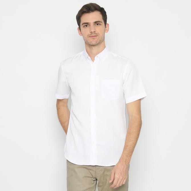 Platini Kemeja Polos Putih Pendek Polinosic 63014