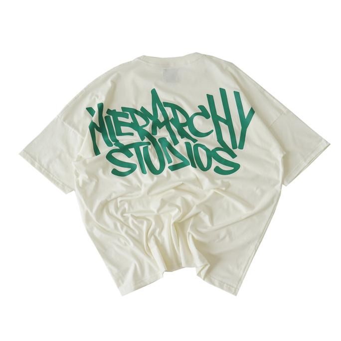 Hierarchy Studios - Graffiti Wide Logo Oversized T-Shirt White