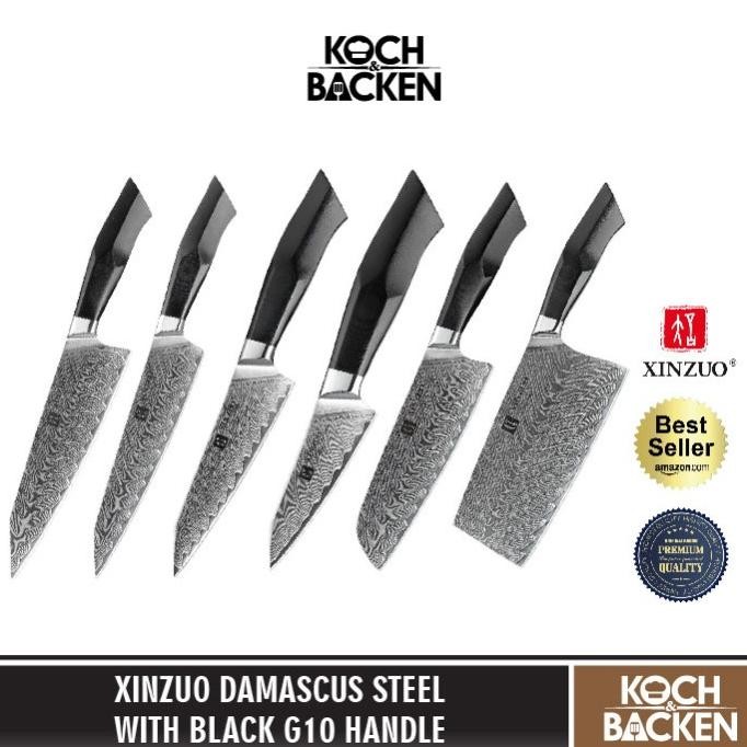 XINZUO B32 Damascus Steel With Black G10 Handle - Pisau Dapur