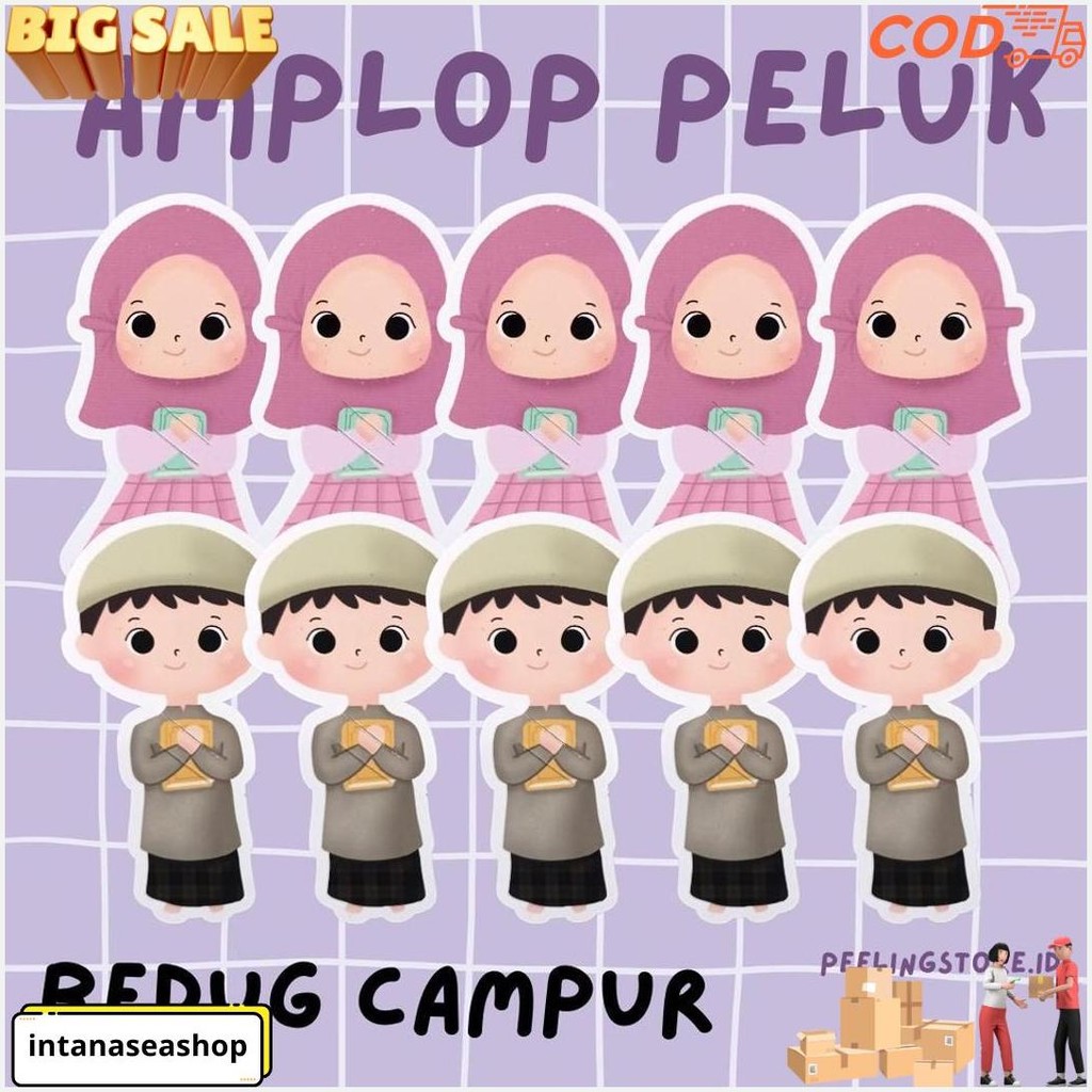 

10 Pcs Amplop Lebaran Idul Fitri Amplop Karakter Angpao Lucu Amplop Peluk Original Produk