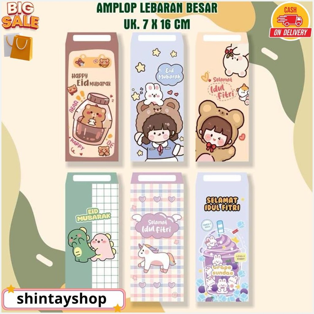 

Fenitta [Isi 60 Pcs] Amplop Lebaran Idul Fitri Eid Mubarak Unik Aestetic Lucu Siap Kirim