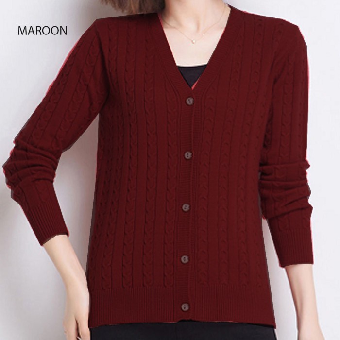 CABLE KNIT CARDIGAN SWEATER WANITA