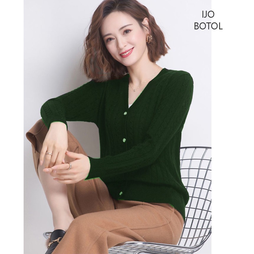 CABLE KNIT CARDIGAN SWEATER WANITA