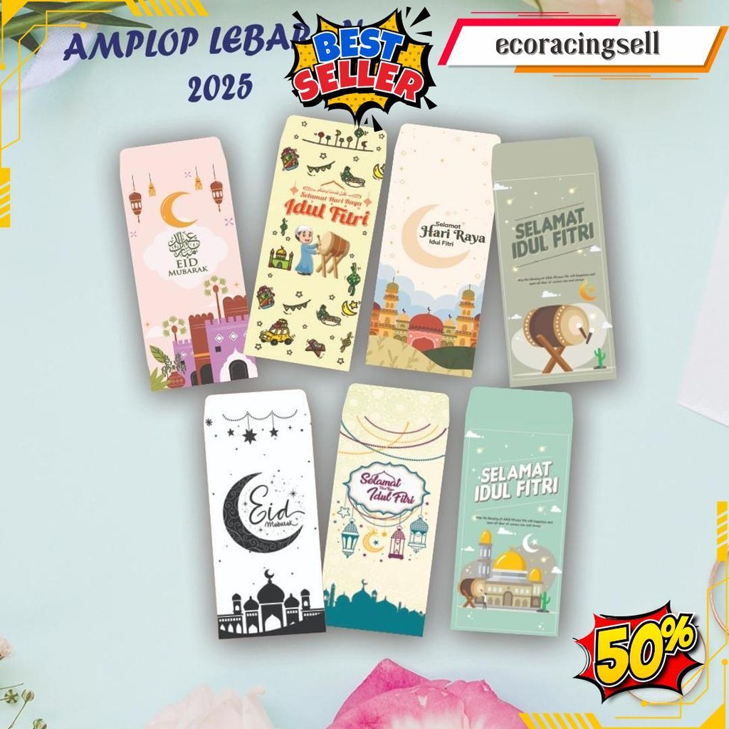 

(10 Pcs) Amplop Lebaran/Eid Mubarak/Idul Fitri/Ramadhan Kareem/Amplop Angpao Lebaran Motif Siap Kirim