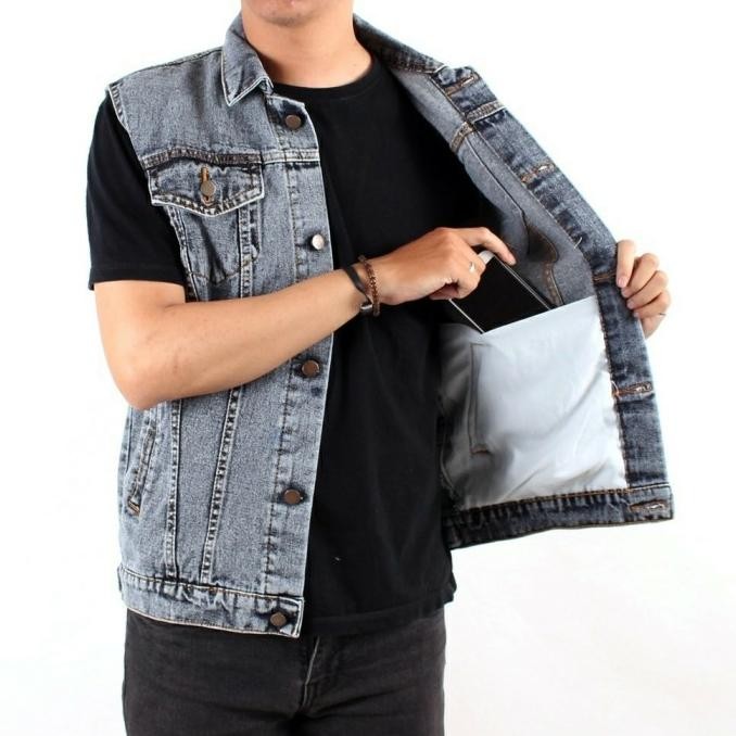 Promo Rompi Jeans Pria Big Size Jumbo Xxxl/Jaket Rompi Jeans Pria Jumbo