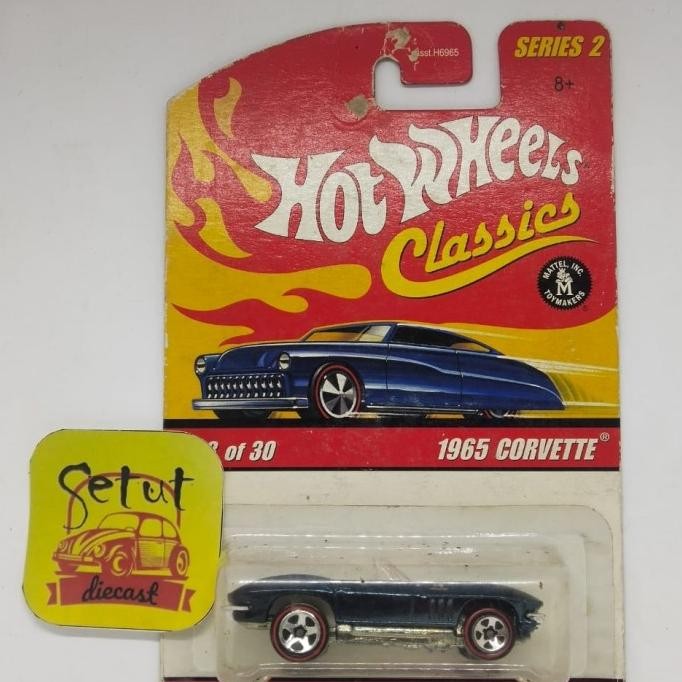 HOT WHEELS HOTWHEELS CLASSICS 1965 CORVETTE BIRU BLUE BAN REDLINES