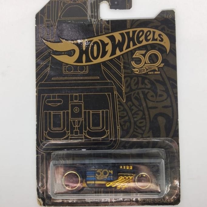 HOT WHEELS HOTWHEELS BONE SHAKER 50TH HITAM BLACK