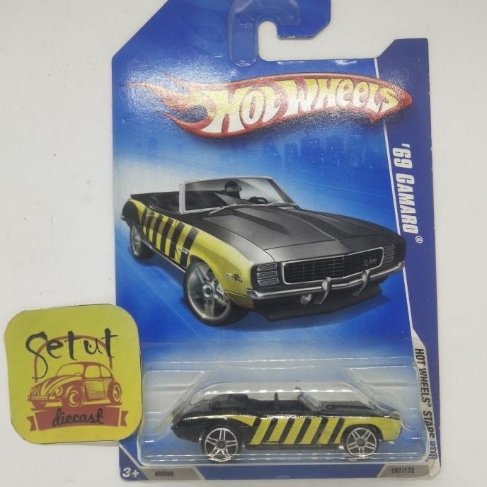 HOT WHEELS HOTWHEELS 69 CAMARO HITAM BLACK BLUE CARD