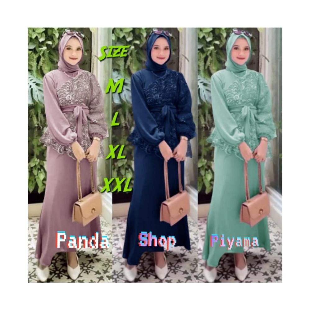 ter-46 [New]Zaskia Gamis Terbaru Dress Kondangan Brukat Tile Baju Gamis Wanita Terbaru 2022 Gamis Pe