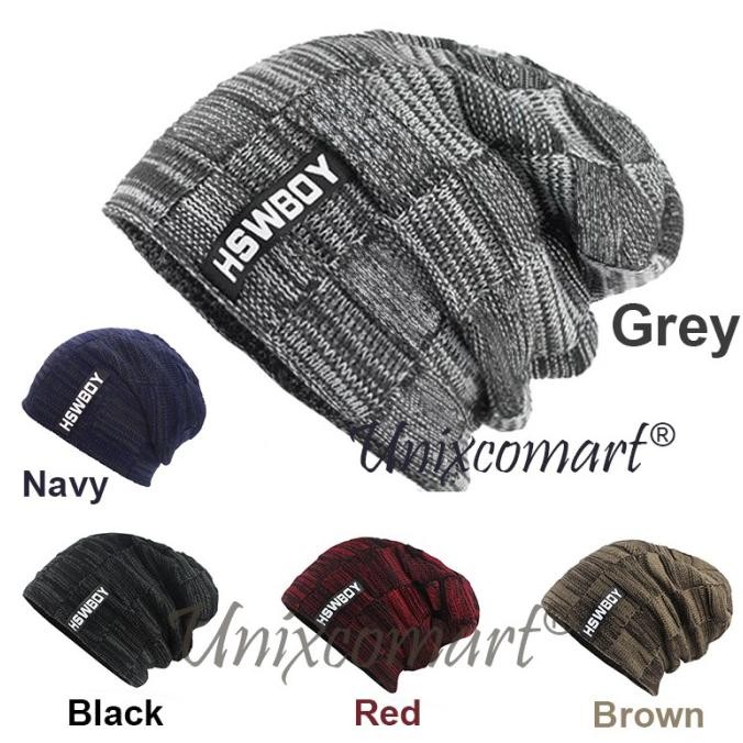 HSWBOY Topi Kupluk Beanie Dewasa Knitted Hat Bahan Rajut Tebal Bulu