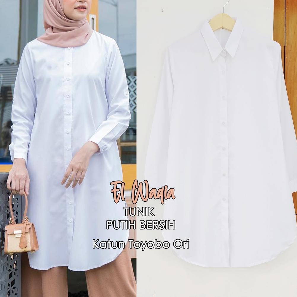 BERKUALITAS ALILA TUNIK PUTIH BERSIH KATUN TOYOBO BAJU KERJA PUTIH TUNIK PUTIH JUMBO