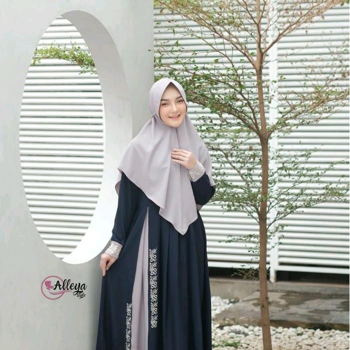 Gamis Syari Dewasa Nusaibah Set Hijab Alleya Style Ready Stock Bordir Cantik