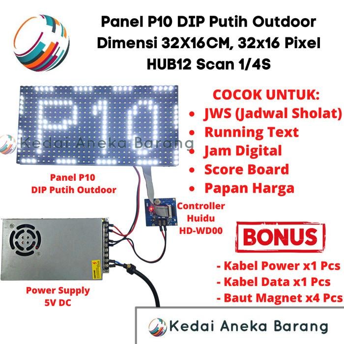 Panel Module Modul LED P10 Running Text DIP White Putih Outdoor