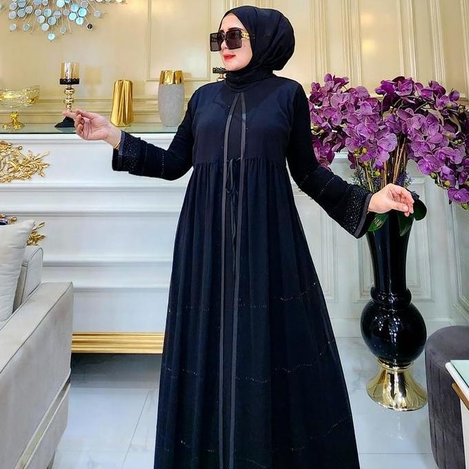 Galeri Sicantik - Cod - Gamis Abaya Hitam Polos Elegann 2023 - Abaya Turkey Hitam Elegan - Abaya Fat