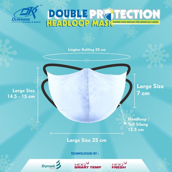 Masker Kain Anti Virus DK DOUBLE PROTECTION HEADLOOP MASK - L