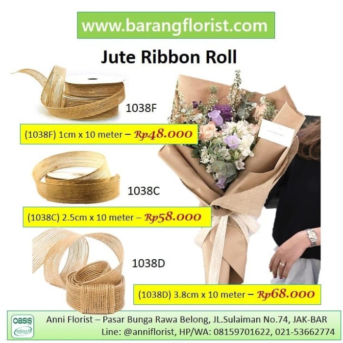 

Jute Ribbon 3.5Cm X 10 Meter Pita Goni