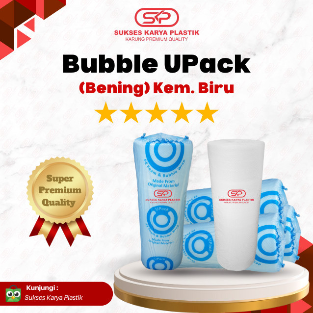 

Plastik Buble (Bubble) Wrap Roll 50M Bening Merek Upack Kemasan Biru