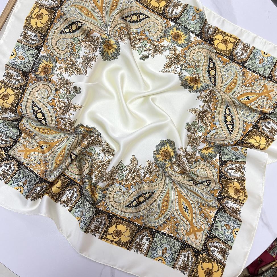 Baru 90cm Satin Dicetak Syal Sutra Satin Syal Persegi Serbaguna Fashion Wanita Syal Sutra Imitasi Sy