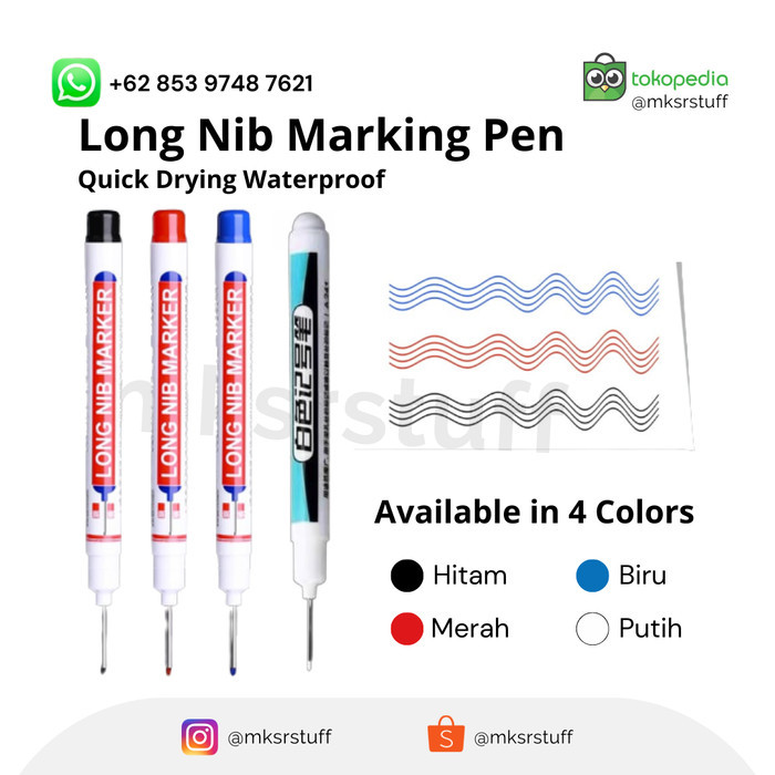 

TERBARU! Paket 6pcs: Long Nib Marking Pen (Merah / Hitam / Biru / Putih)