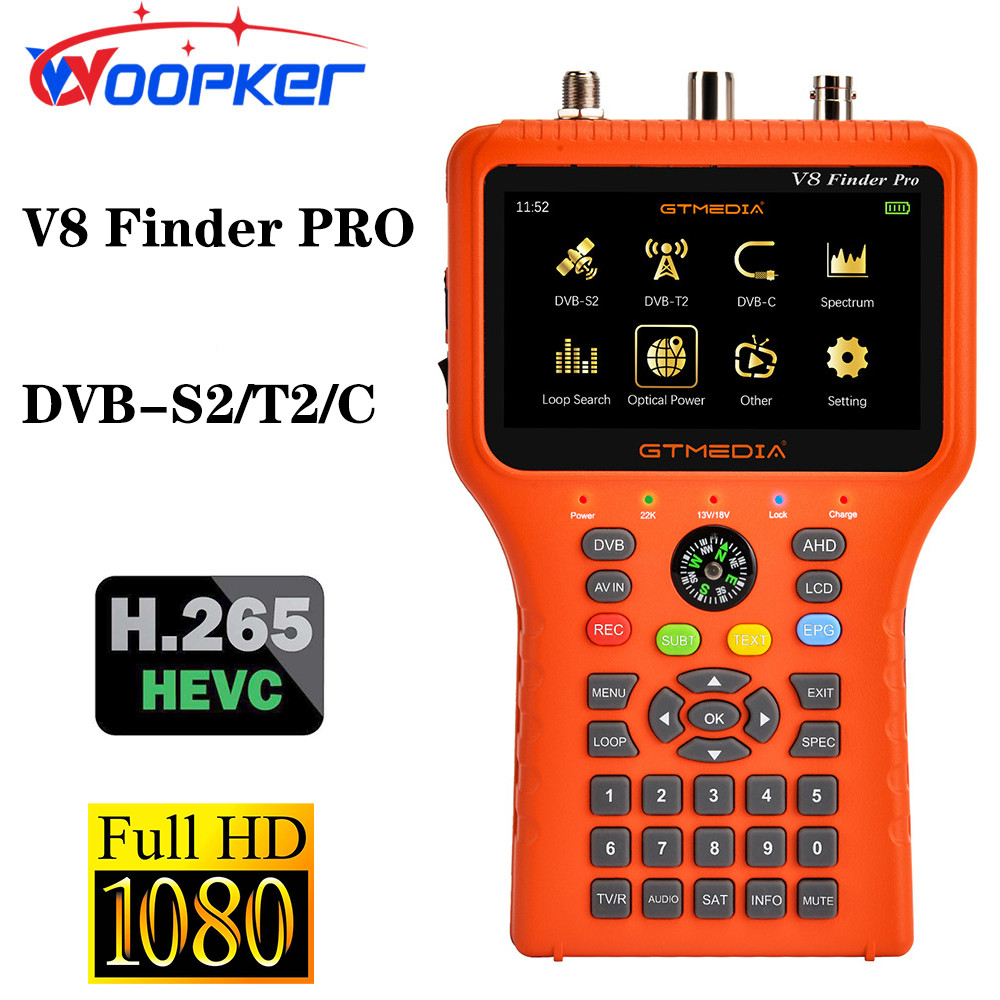 WEASH GTmedia V8 Finder Pro DVB-S2 DVB-T2 DVB-C AHD H.265 Satellite Meter Satellite Finder Better Th