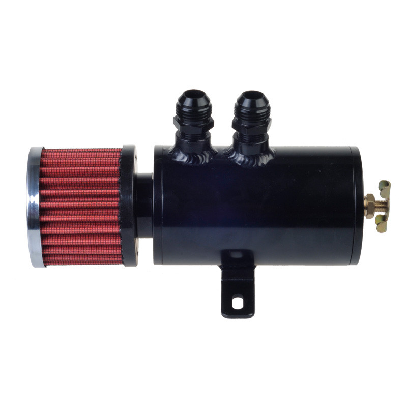 WEASH Universal 0.5L Brushed Baffled Oil Catch Tank Can with Breather Filter Aluminum AN10 Round Can