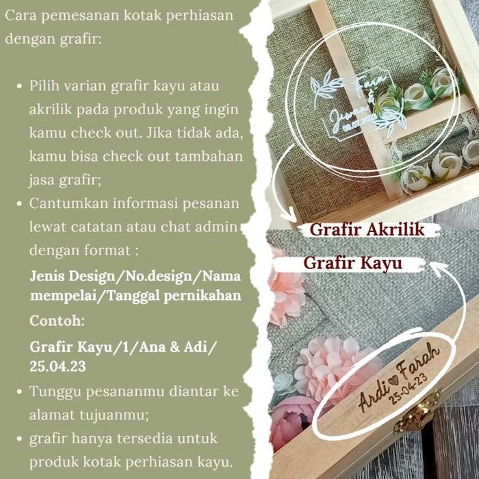 TERBARU KOTAK KAYU TEMPAT CINCIN GELANG KALUNG LOGAM MULIA UNTUK SESERAHAN LAMARAN PERNIKAHAN -