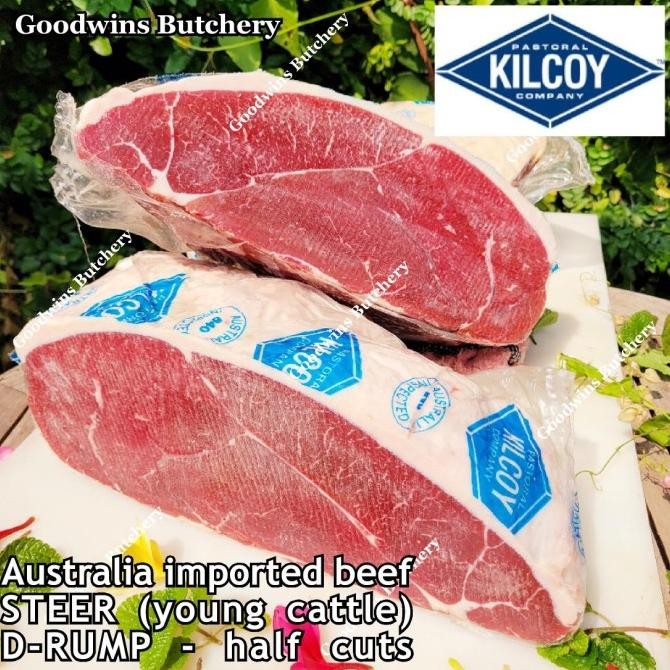 

3kg beef D Rump S (Steer) Australia Kilcoy frozen HALF CUT alum