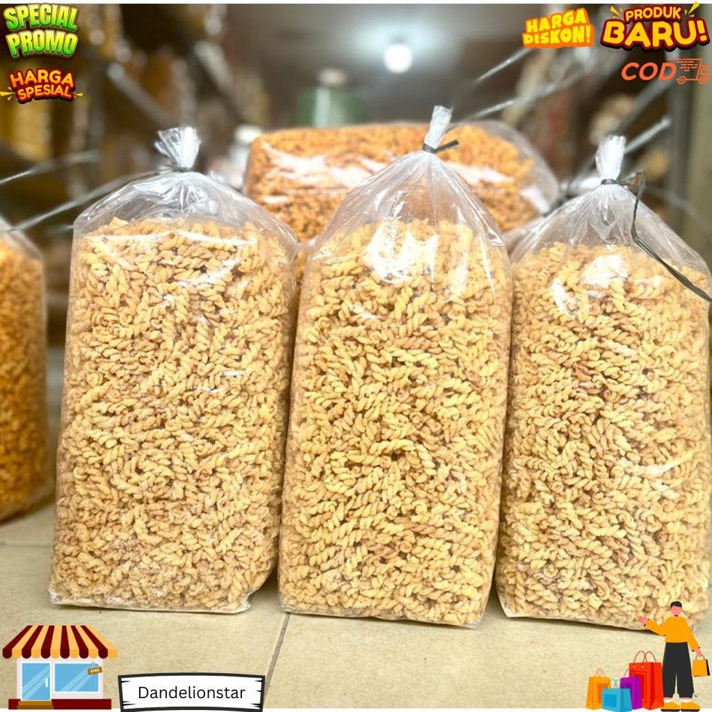 

1 Bal Makaroni Spiral Ulir 2Kg Renyah Tidak Keras Alma.Snack D Termurah