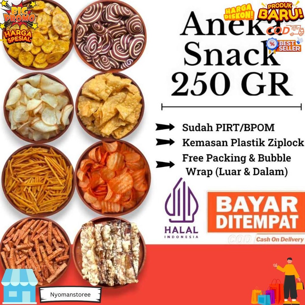 

[Lesa Snack] Aneka Snack 250 Gram / Snack Kiloan / Cemilan Kiloan Grosir Termurah / Keripik D Promo 10.10