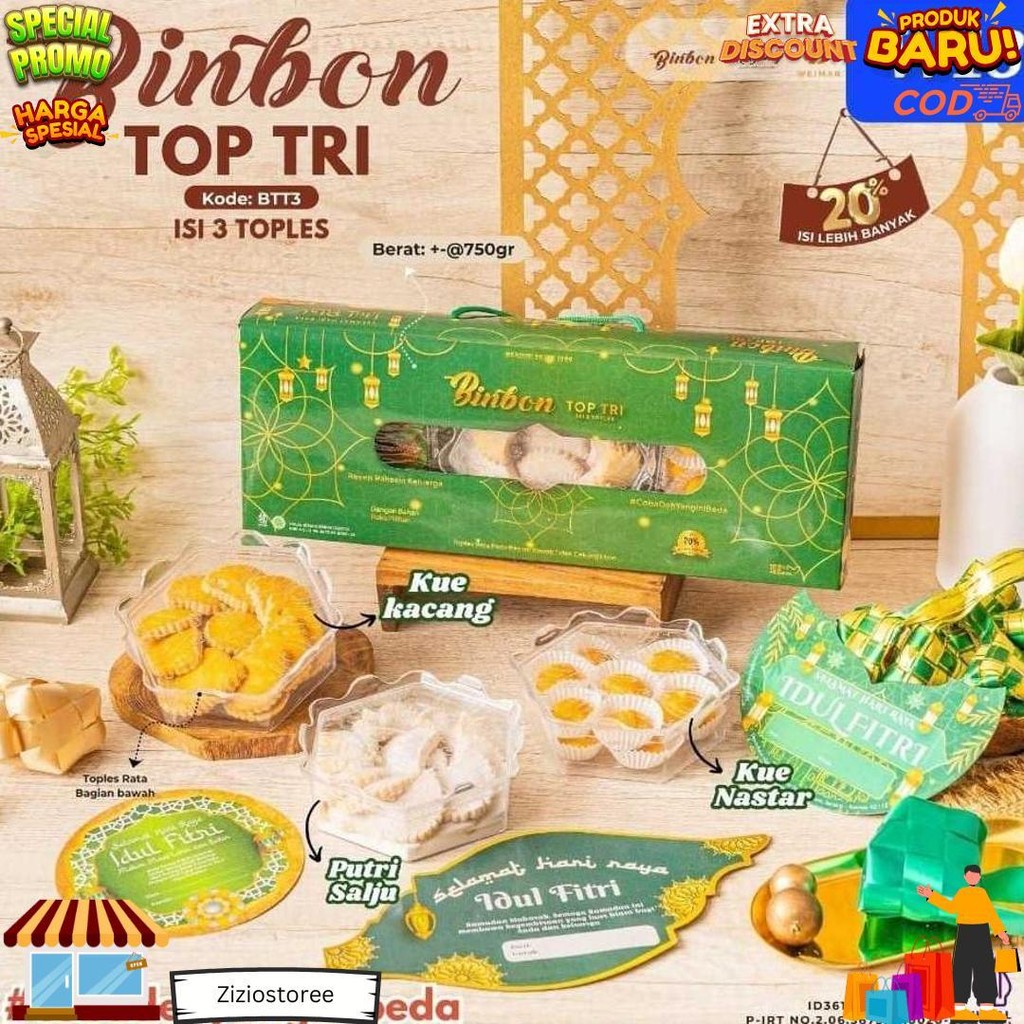 

Apazada - Kue Kering Lebaran Binbon Top Tri Squash / Hampers Kue Lebaran Paket 3 Toples + 1 Sirup D Promo 10.10