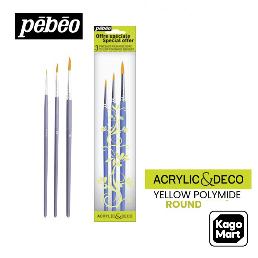 

Pebeo Acrylic and Deco Brush Set Yellow Polyamide Kuas Lukis
