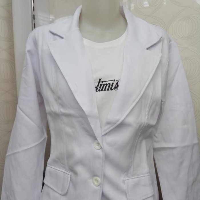 Blazer Wanita/Blazer Kerja Kantor Kuliah/Blazer Putih