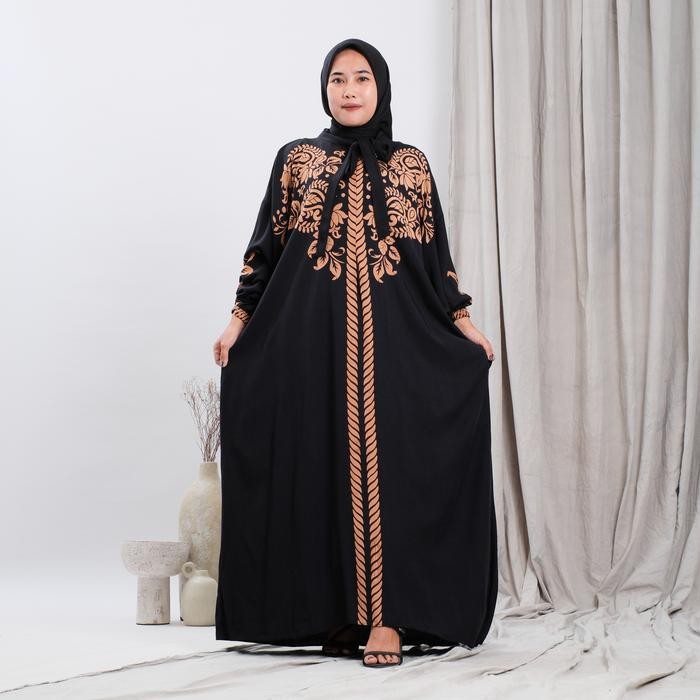 Rifina Store Dress Zalea Set Hijab Black Series Simple Elegan Rayon Premium Dress Muslim Arabian