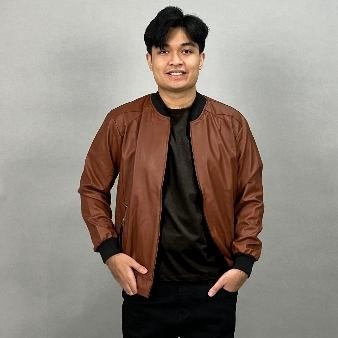 Jaket Kulit Pria Jaket Motor Tebal Waterproof Jaket Touring Hitam Zipper M - XXL