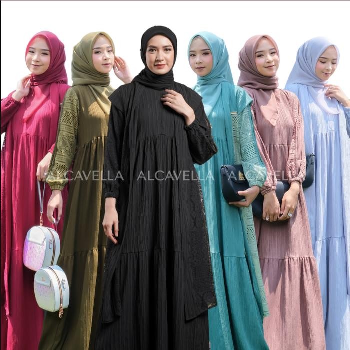 Zarifa Dress Alcavella Gamis Muslim Gamis Wanita Outer Busui Friendly Syari Dewasa Maxi Lebaran