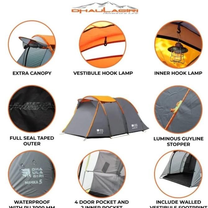 tenda dhaulagiri mahika 5 original tenda kapasitas 5 6 orang camping Terlaris