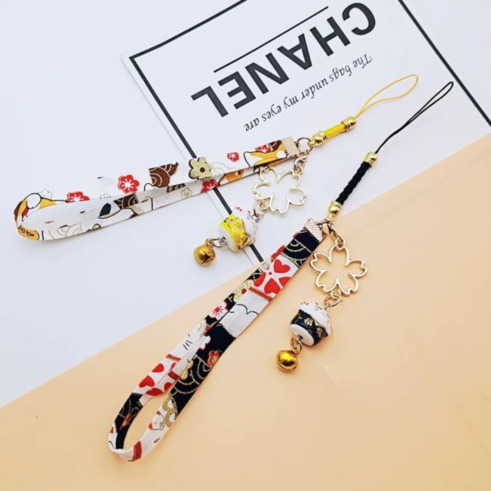 Gantungan Kunci maneki neko - Keychain lucky cat long strap