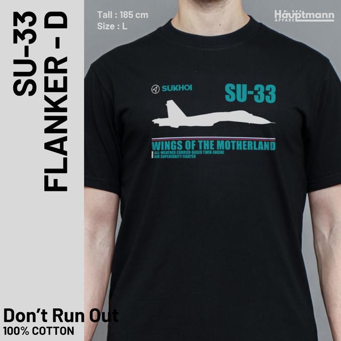 Hauptmann T-Shirt/Kaos Pesawat Tempur Fighter SU-33 Flanker-D Rusia Terlaris